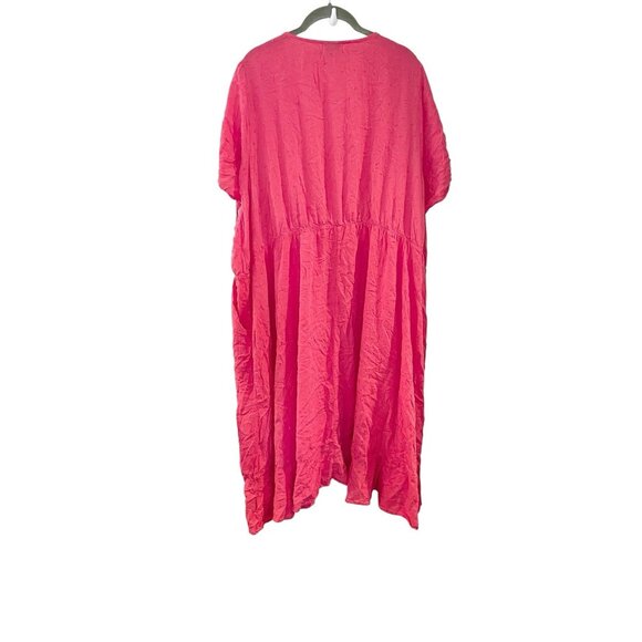 Torrid Women Pink Midi Swiss Rayon Surplice Dress V-Neck Plus Size 5X - Picture 3 of 8